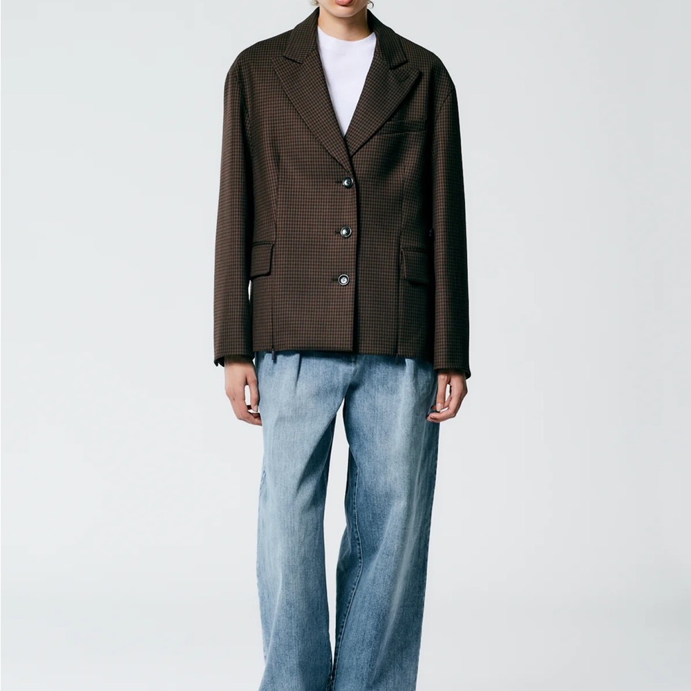 Tibi Dark Brown Plaid Jacket